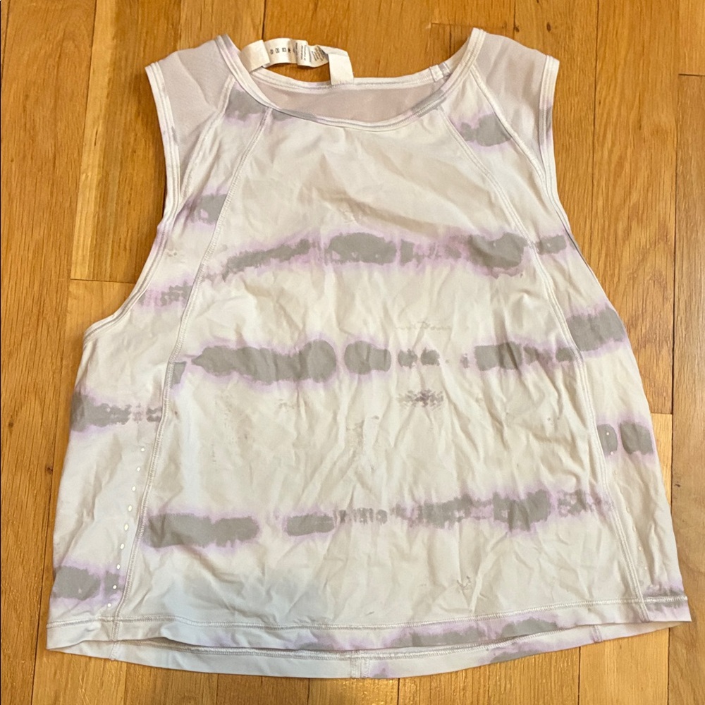 Lululemon Tie-Dye Workout Tank - Lavender White with Mesh Back